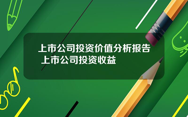 上市公司投资价值分析报告 上市公司投资收益